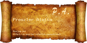 Preszler Aletta névjegykártya